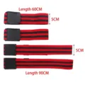 Red and black BFR training bands for blood flow restriction in 60cm and 90cm lengths - Arm Style (Press Buckle) / Single Piece / Black & Red Stripe