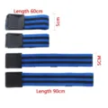 Adjustable blue BFR training bands for occlusion training and muscle growth - Arm Style (Press Buckle) / Single Piece / Blue Black Stripes