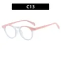 Monture de lunettes ronde rétro bicolore rose et transparente avec détails de rivets - Rose Clair et Blanc (C13)