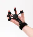 Estensore professionale per 5 dita in silicone nero per allenamento forza di presa - Standard Style With Wrist Strap / Nero