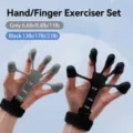 Set per allenamento dita in silicone grigio e nero con vari livelli di resistenza - Upgraded Style With Wrist Strap / All Inclusive Nero