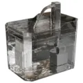 Transparent grey automatic pet water fountain with faucet spout and internal filter system - Electric Fountain with 1 Filter / 16.5x11.5x12cm / Clear