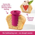 Pink silicone cupcake corer tool for filling muffins and cakes with cream and fruit - 6 Pieces Pack