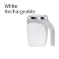 Wiederaufladbare weiße automatische Rührkaffeetasse mit ergonomischem Griff und Deckel - USB Aufladung / Perlweiß