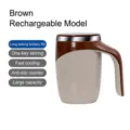 Automatischer selbstrührender Kaffeebecher, wiederaufladbar, braun mit Edelstahlrand - USB Aufladung / Kaffeebraun