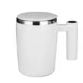 Mug à café blanc à agitation magnétique automatique avec bord en acier inoxydable et bouton - Chargement Magnétique / Blanc