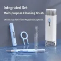 7-in-1 multi-function cleaning kit for keyboard and earphones in light blue and white - Blue (With Solution)