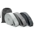 Set of three 2-meter knitted fabric resistance bands in light to heavy levels with mesh bag - Light Resistance Off-White