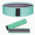 Teal pink stripe hip resistance band, fabric booty loop for fitness exercise and workout SKU - 7cm Wide Thin / Green