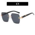 Gafas de sol poligonales sin montura con lentes oscuras y detalles dorados, variante C1 - Montura Dorada Lente Gris (8041)