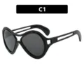 Stylish oversized black bug-eye party sunglasses for women with UV protection, C1 black - Bright Black (C1)