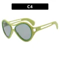 Funny demon party sunglasses with oversized lime green frame and stylish grey lenses - Solid Green (C4)