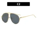 Hoogwaardige aviator zonnebril met goudkleurig metalen montuur en grijze glazen, C2 - Universele Maat / C2-Goud Grijs