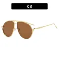 Elegante aviator metalen zonnebril met bruine glazen goudkleurig montuur SKU C3 - Universele Maat / C3-Goud Thee