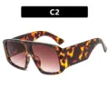Tortoiseshell oversized square sunglasses with brown gradient lenses for style. - One Size / Patterned Double Tea