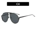 Grote zwarte metalen aviator zonnebril voor autorijden met hoogwaardig luxe design kleur C4 - Universele Maat / C4-Black Gray