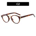 Montura de gafas redonda de carey con lentes de bloqueo de luz azul retro - Estilo C2 / Mármol Crema Lentes Transparentes