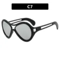 Übergroße schwarze Dämonen-Party-Sonnenbrille mit grauen Gläsern und UV-Schutz-Design - Bright Black Mirror (C7)