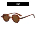 Elegantes gafas de sol punk hip-hop redondas pequeñas en carey lentes oscuras C2 - Lentes de Té (C2) / Tortoise