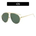 Elegante aviator zonnebril met goudkleurig metalen montuur en donkergroene glazen, C5 - Universele Maat / C5-Donkergroen