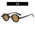 Gafas de sol punk pequeñas negras con lentes marrones redondas irregulares C3 - Lentes de Té Claro (C3) / Negro Brillante
