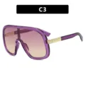 Occhiali da sole oversize da donna con lenti viola sfumate e dettagli dorati, SKU C3 - Montatura Viola Traslucido Lenti Rosa Tè