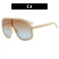 Occhiali da sole shield oversize montatura crema e lenti sfumate arancione blu - Bianco Crema Lente Blu/Tè