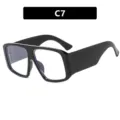 Oversized square frame glasses in black with clear anti-blue light lenses for fashion - One Size / Shiny Black Clear Lens