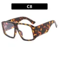 Oversized vintage square tortoise shell frame glasses with clear lenses style C8 - One Size / Leopard / Clear Lens