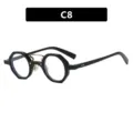 Hip-hop punk irregular round sunglasses with black frames and gold bridge - Clear Lens (C8)