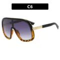 Occhiali da sole shield oversize con montatura tartarugata e lenti viola sfumate, C6 - C6-Montatura Leopardo Nero Lenti Grigie Sfumate