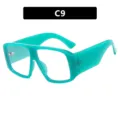 Stylish oversized square glasses with a teal frame, C9 model for fashion styling. - One Size / Green Frame Clear Lens