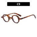 Retro hip-hop punk style irregular round sunglasses with tortoiseshell frame C9 model - Clear (C9)