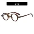Fashionable irregular octagonal sunglasses in brown with a golden double bridge - Clear Lens (C10)
