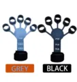 Finger strength trainer variant set in grey and black with adjustable wrist straps - 2 Finger Exercisers and 2 Wrist Straps / Black + Gray