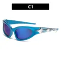 Occhiali da sole Y2K cyberpunk con montura blu e stelle d'argento, lenti a specchio blu - Montatura Blu Lenti a Specchio Blu