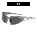 Occhiali da sole cyberpunk Y2K grigio metallizzato con accenti di stelle argento C7 - Canna di Fucile Grigio Completo