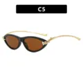 Stijlvolle zwarte cat-eye zonnebril met goudkleurige knoopvormige pootjes en bruine glazen - Bright Black Full Tea (C5)