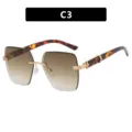 Gafas de sol poligonales sin montura con patillas de carey y lentes degradadas, C3 - Montura Dorada Doble Té (8041)