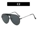 Klassieke luxe aviator zonnebril met zwart metalen montuur en donkere glazen, C2 - Aviator-stijl (C2) / Universele Maat / Zwart Frame Grijze Lenzen