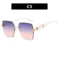Gafas de sol poligonales sin montura con lentes degradadas violeta-rosa y patillas blancas - Montura Dorada Gris-Rosa (8041)