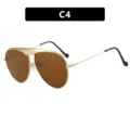 Klassieke aviator zonnebril met goudkleurig metalen montuur en bruine glazen, C4 - Aviator-stijl (C4) / Universele Maat / Gouden Frame Thee Lens