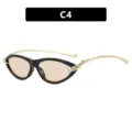 Elegante cat-eye zonnebril met zwart montuur en goudkleurige metalen veren, variant C4-model - Glanzend Zwart Champagne (C4)
