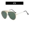 Gafas de sol aviador clásicas doradas con lentes verdes y montura de metal C5 - Montura Dorada Lentes Verde Oscuro