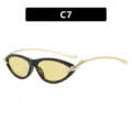 Trendy minimalistische cat-eye zonnebril met zwart montuur en gele glazen variant C7. - Glanzend Zwart Geel Lens (C7)