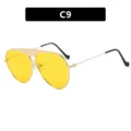 Gafas de sol aviador vintage con lentes amarillas y montura de metal dorado. - Marco Dorado Lente Amarilla