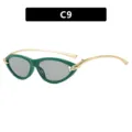 Trendy groene cat-eye zonnebril met elegante gouden gedraaide pootjes dames 2025 - Groen Montuur Lichtgrijs (C9)