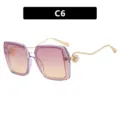 Elegante Oversize-Sonnenbrille mit lila Verlaufsgläsern und dekorativem Perlendetail - C6-Violetter Rahmen Violett Rosa