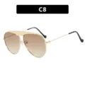 Gafas de sol aviador clásicas con montura de metal dorado y lentes degradados marrones - Montura Dorada Doble Té