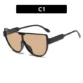 Occhiali da sole aviator oversize con lenti marroni e montatura nera, modello C1 - Come mostrato / Montatura Nero Lucido Lente Marrone (C1)